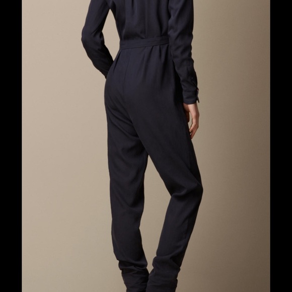 Burberry Silk Blend Jumpsuit (Navy) - Picture 4 of 5